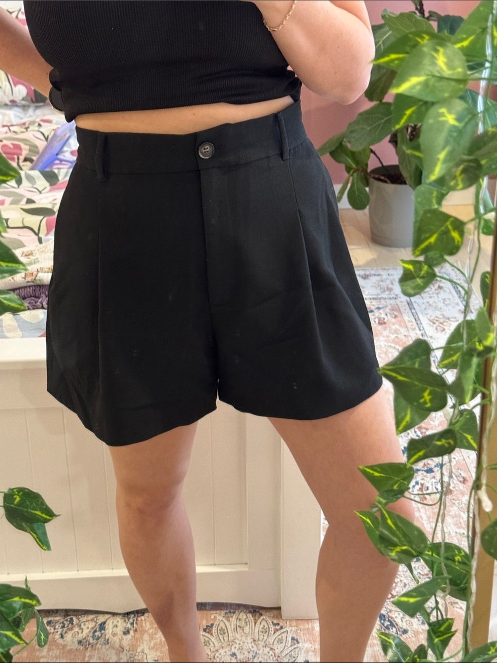 Zara Black Tailored High-Rise Bermuda Shorts